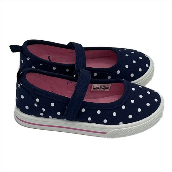 Simple Joys by Carter Canvas Mary Jane Navy/White Polk-a-Dot Size 8 - Picture 8 of 12